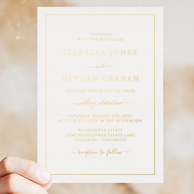 Invitation En Aluminium Mariage or simple et élégant (Simple Elegant Gold Wedding Foil Invitation by Painted Paperie
)