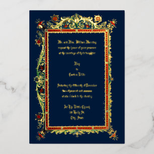 Invitation En Aluminium Mariage Orné de l'Ère Victorienne 1893