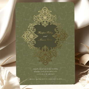 Invitation En Aluminium Mariage Ornement Baroque Or