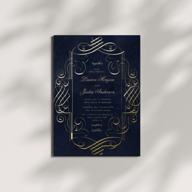 Invitation En Aluminium Mariage ornemental Gold Deco (Créateur téléchargé)