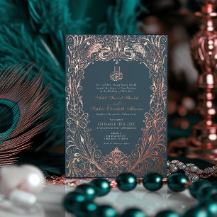 Invitation En Aluminium Mariage Ottoman Turc Bleu Or Rose Islamique