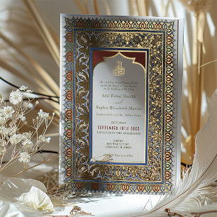 Invitation En Aluminium Mariage ottoman turc islamique vert Sage