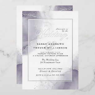 Invitation En Aluminium Mariage Pale Plum Argent Abstrait