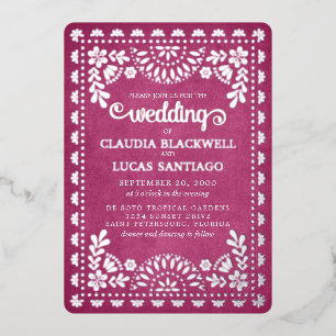 Invitation En Aluminium Mariage Papier Découpé Rose