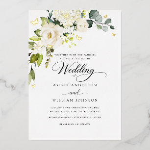 Invitation En Aluminium Mariage Papillon Floral Or Ivory 