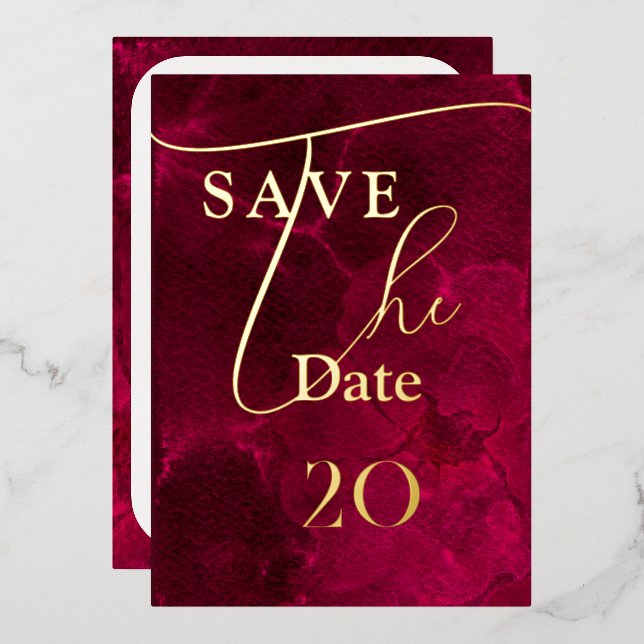 Invitation En Aluminium Mariage Passion Bourgogne Enregistrer La Date (Recto/Verso)