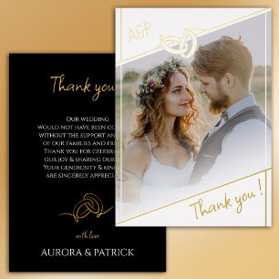 Invitation En Aluminium Mariage photo Black White Gold Foil