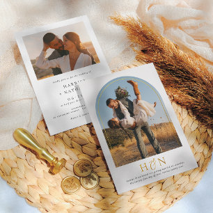 Invitation En Aluminium Mariage photo Bohème Arche 2 Initiales minimales b