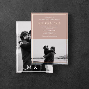 Invitation En Aluminium Mariage photo Brown Elegant Calligraphy