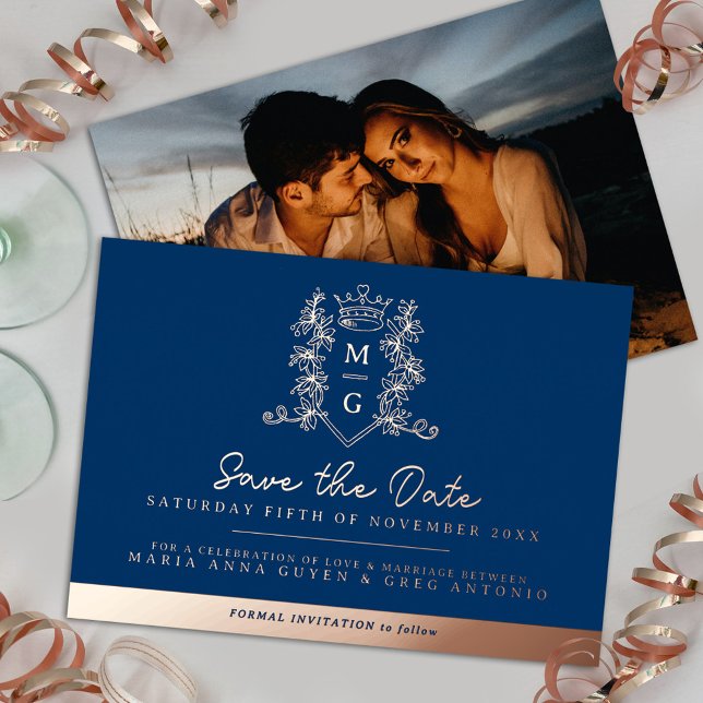 Invitation En Aluminium Mariage photo de la Couronne enregistrer la date r (Créateur téléchargé)