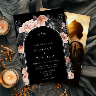 Invitation En Aluminium Mariage photo de monogramme gothique vintage en fe