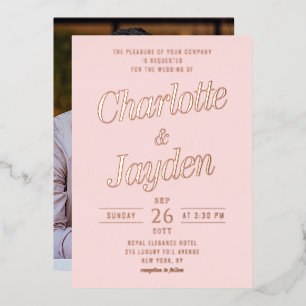 Invitation En Aluminium Mariage photo de script à huile rose vif
