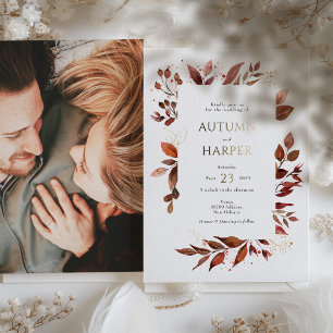 Invitation En Aluminium Mariage photo du feuillage d'automne 'Tomber dans