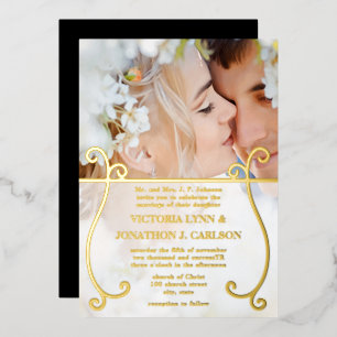 Invitation En Aluminium Mariage photo Elegant Gold Swirl