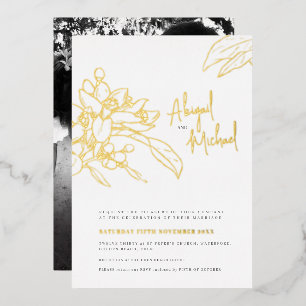 Invitation En Aluminium Mariage photo en fleurs orange