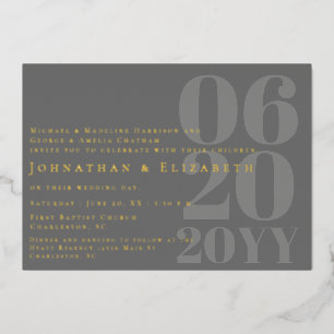 Invitation En Aluminium Mariage photo en typographie grise minimaliste et 
