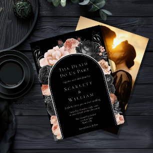 Invitation En Aluminium Mariage photo gothique vintage FOIL jusqu'à la mor