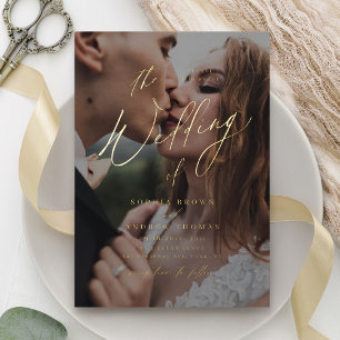 Invitation En Aluminium Mariage photo miniature Gold élégant et moderne
