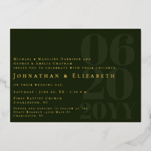 Invitation En Aluminium Mariage photo minimaliste vert émeraude avec typog