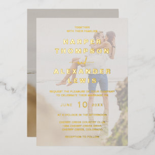 Invitation En Aluminium Mariage photo moderne Gold