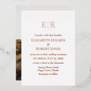 Invitation En Aluminium Mariage photo personnalisé rose or et blanc