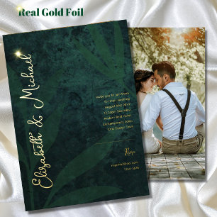 Invitation En Aluminium Mariage PHOTO Premium Green Gold