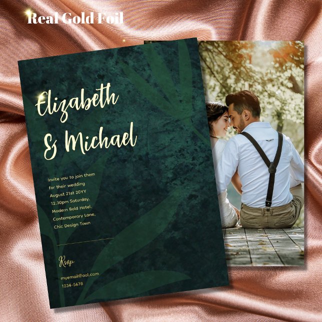 Invitation En Aluminium Mariage PHOTO Premium Green Gold (Créateur téléchargé)