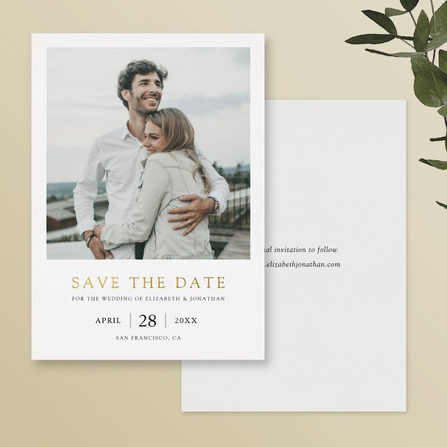 Invitation En Aluminium Mariage photo simple et élégant Enregistrer la dat (Créateur téléchargé)