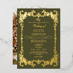 Invitation En Aluminium Mariage photo vert olive royal