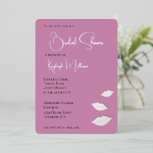 Invitation En Aluminium Mariage Pink Glam Diamants Baisers Lèvres
