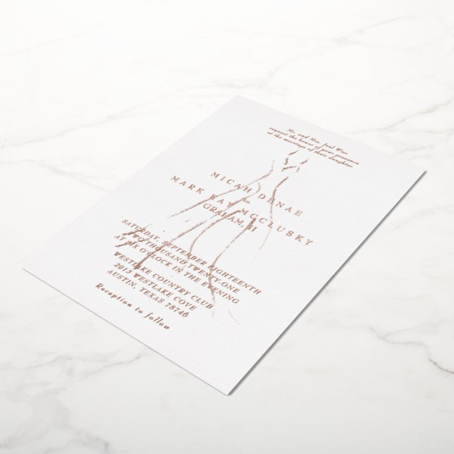 Invitation En Aluminium Mariage robe mariée Parents Mariage Rose Or (Rotation)