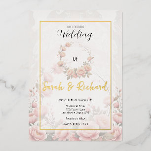 Invitation En Aluminium Mariage romantique de papier floral rose pâle