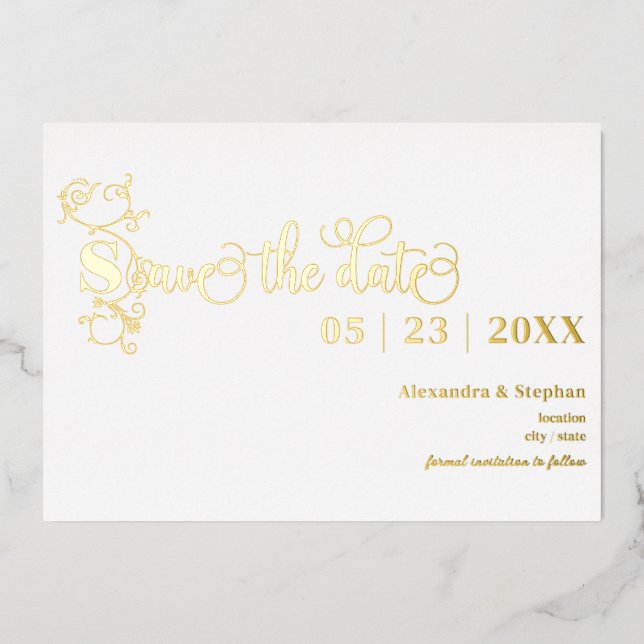 Invitation En Aluminium Mariage Romantique luxueux et fleuri Économisez La (Recto)
