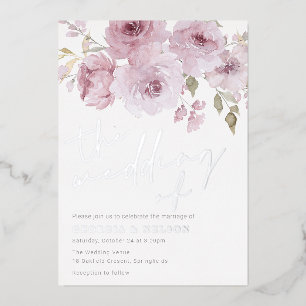 Invitation En Aluminium Mariage Rose Blush & Silver Dusty