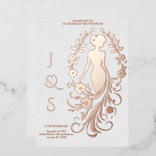 Invitation En Aluminium Mariage rose de mariée Gold Foil