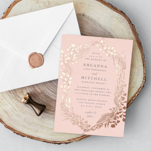 Invitation En Aluminium Mariage rose d'Eucalyptus  à la main