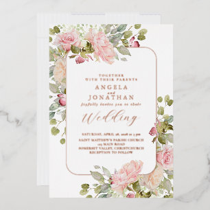 Invitation En Aluminium Mariage rose Gold Pastel Florals