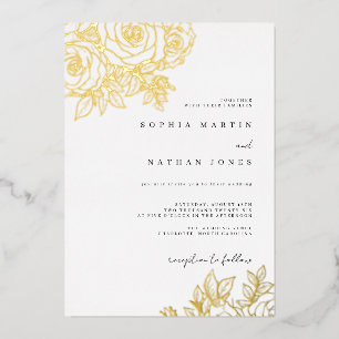Invitation En Aluminium Mariage Rose Véritable Gold Foil