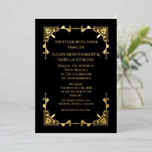 Invitation En Aluminium Mariage Royal Régence en véritable papier d'or et 