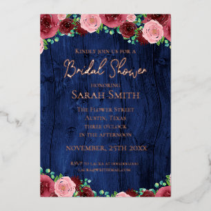 Invitation En Aluminium Mariage rustique burgundy bleu marine or rose gold