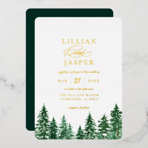 Invitation En Aluminium Mariage rustique dans une forêt à l'aquarelle