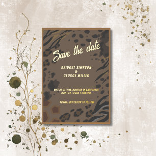 Invitation En Aluminium mariage sauvage marron rustique enregistrer la dat