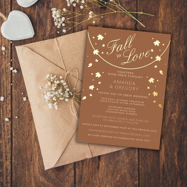 Invitation En Aluminium Mariage simple d'infiltration d'automne (Créateur téléchargé)