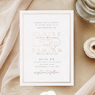 Invitation En Aluminium Mariage simple Élégance romantique Rose Gold Scrip