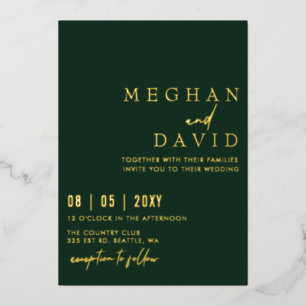 Invitation En Aluminium Mariage Simple Élégant Manuscrit Vert