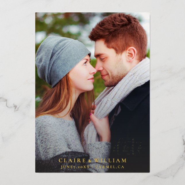 Invitation En Aluminium Mariage simple et élégant Enregistrer la photo de  (Recto)