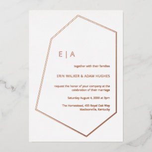 Invitation En Aluminium Mariage Simple Gemme Géométrique Or Rose Réel