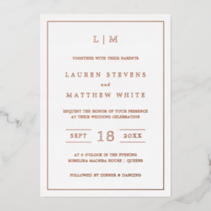 Invitation En Aluminium Mariage simple Monogramme élégant