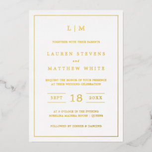 Invitation En Aluminium Mariage simple Monogramme élégant