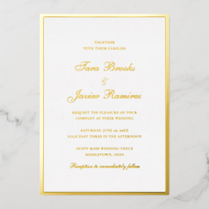 Invitation En Aluminium Mariage simple traditionnel Formal Gold Élégant